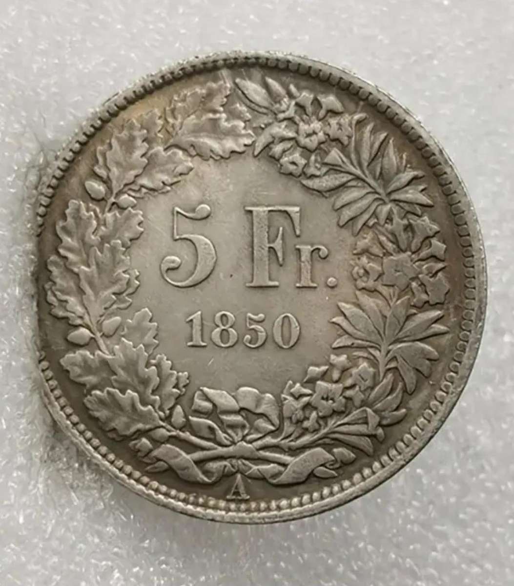 1850 Swiss 5 Frank Commemorative Coin