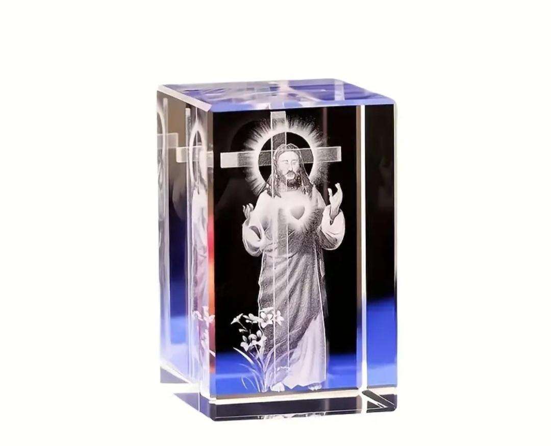 Exquisite Handcrafted Crystal Cross Figurine-Stunning Religious Decor in Box.
