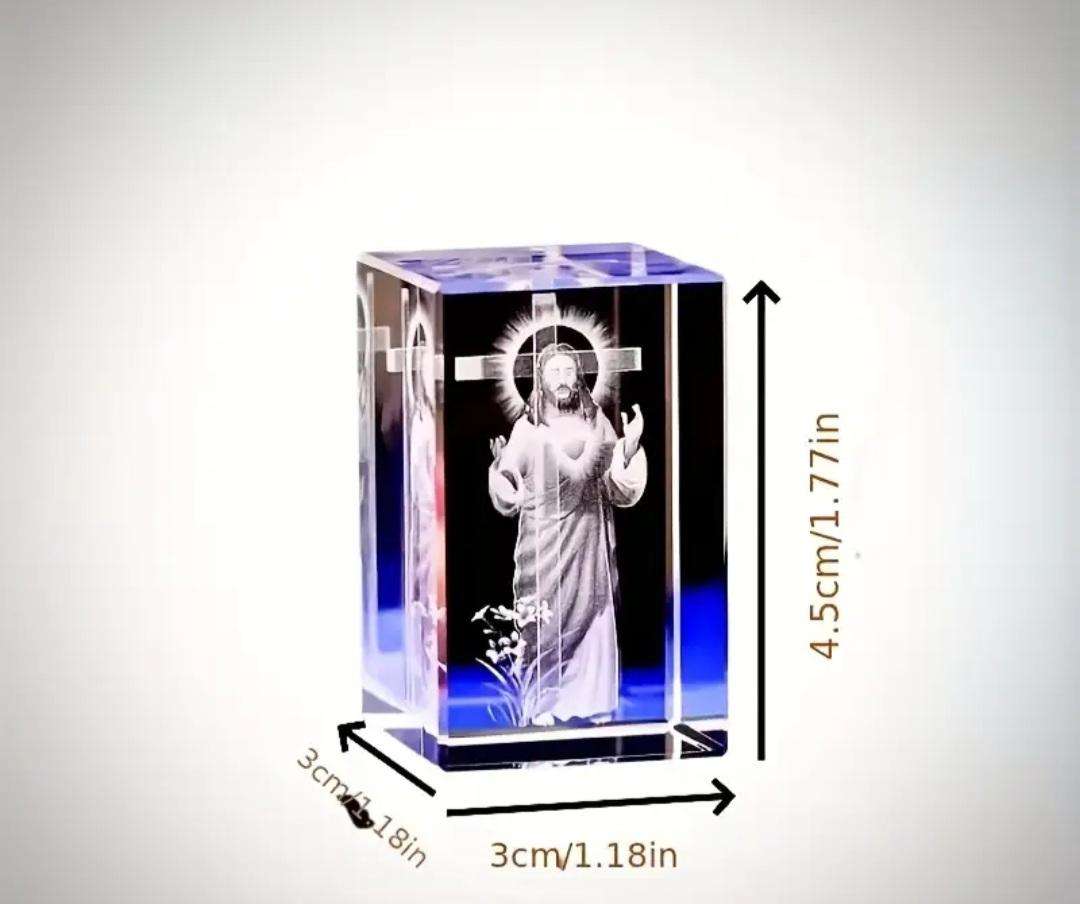 Exquisite Handcrafted Crystal Cross Figurine-Stunning Religious Decor in Box.