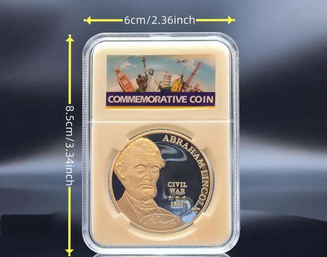1861 American Civil War " Abraham Lincoln " Commemorative Coin "Boxed" New