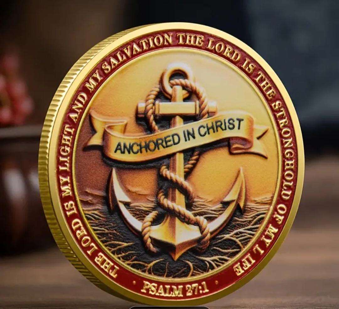 Nautical Anchor & Cross Religious Commemorative Coin with "Psalm 107:1" New