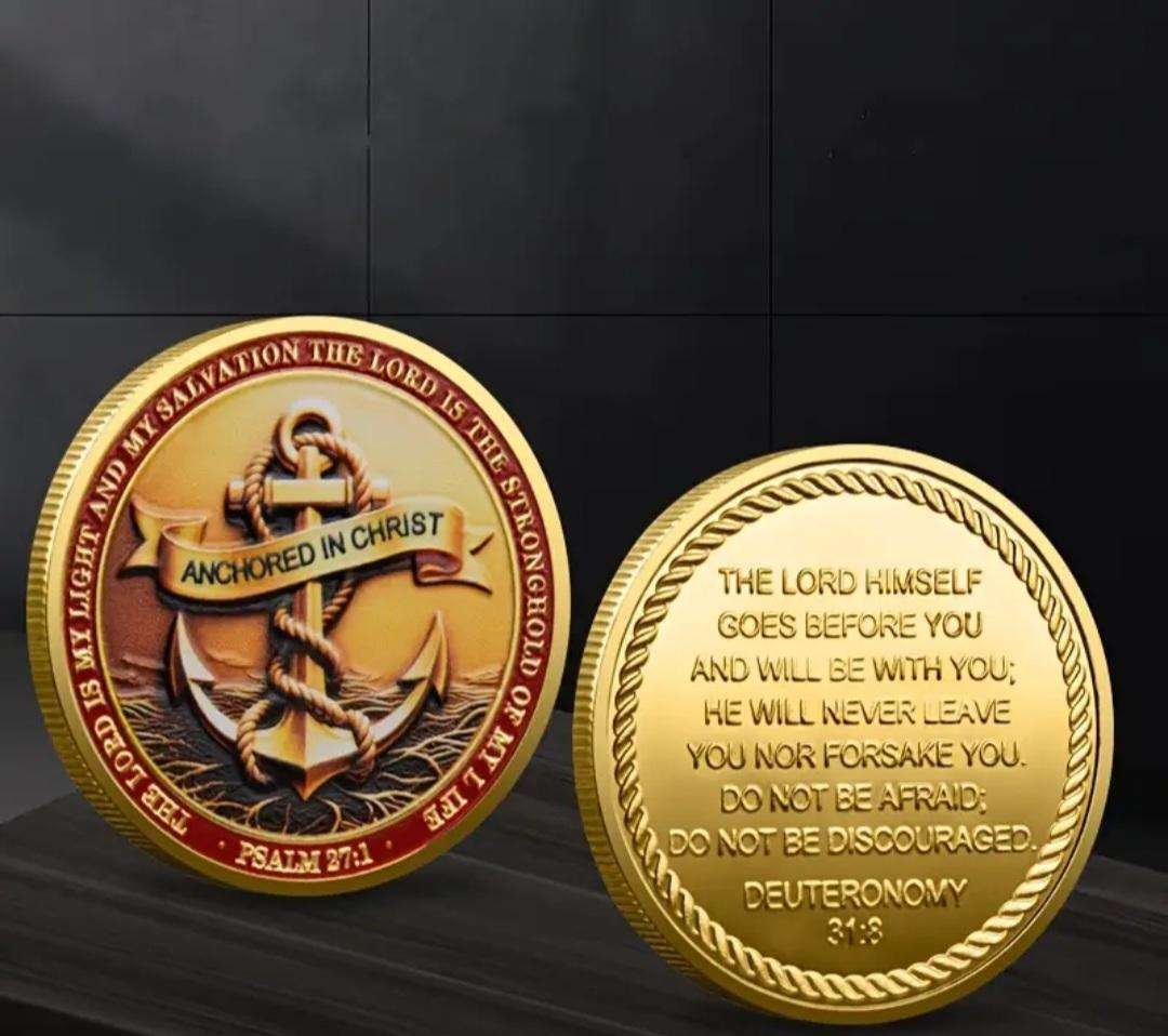 Nautical Anchor & Cross Religious Commemorative Coin with "Psalm 107:1" New