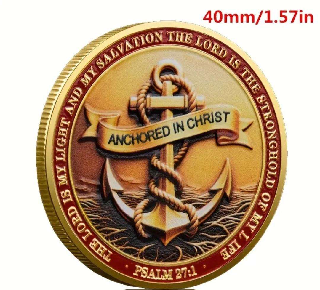 Nautical Anchor & Cross Religious Commemorative Coin with "Psalm 107:1" New