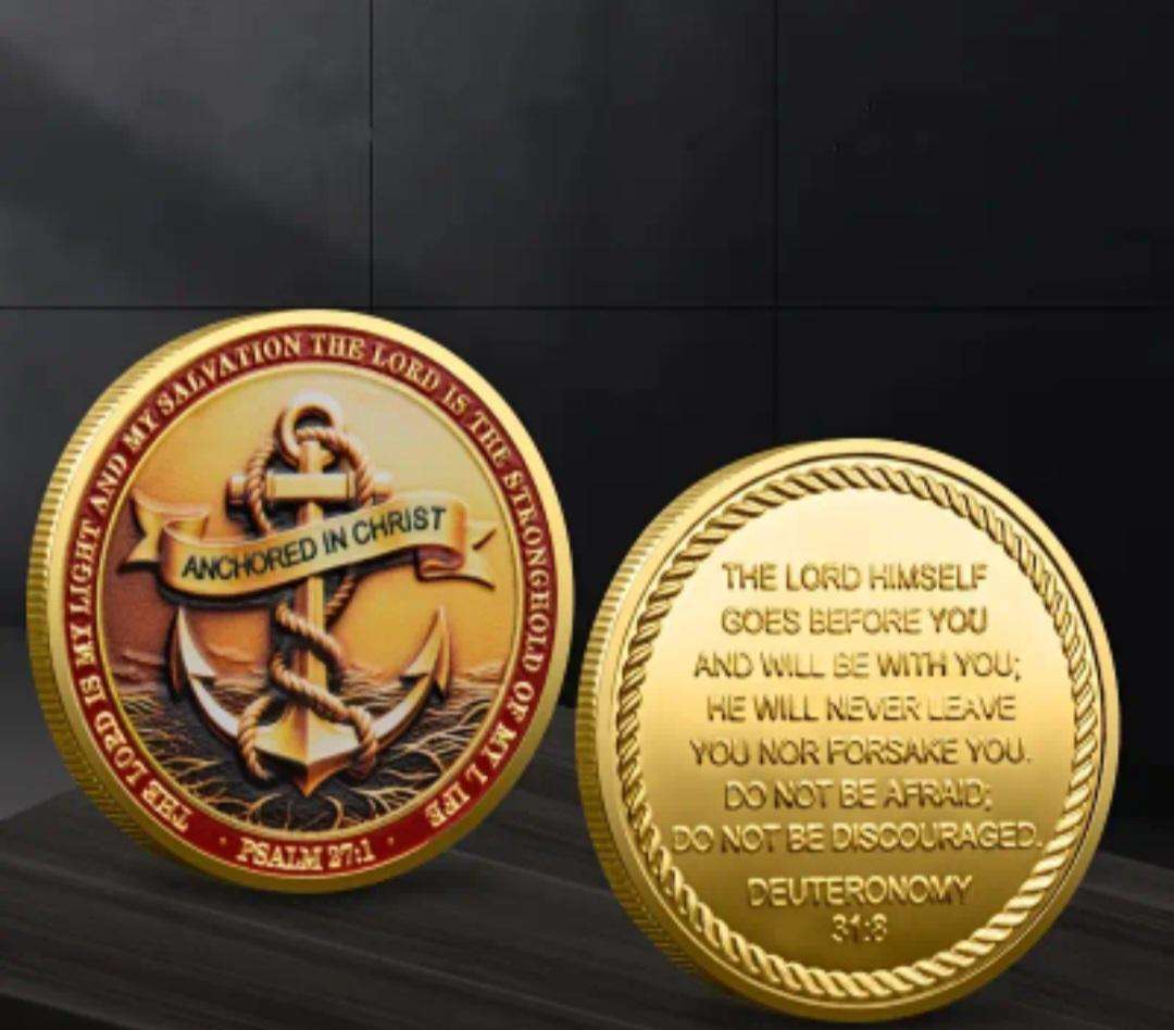 Nautical Anchor & Cross Religious Commemorative Coin with "Psalm 107:1" New