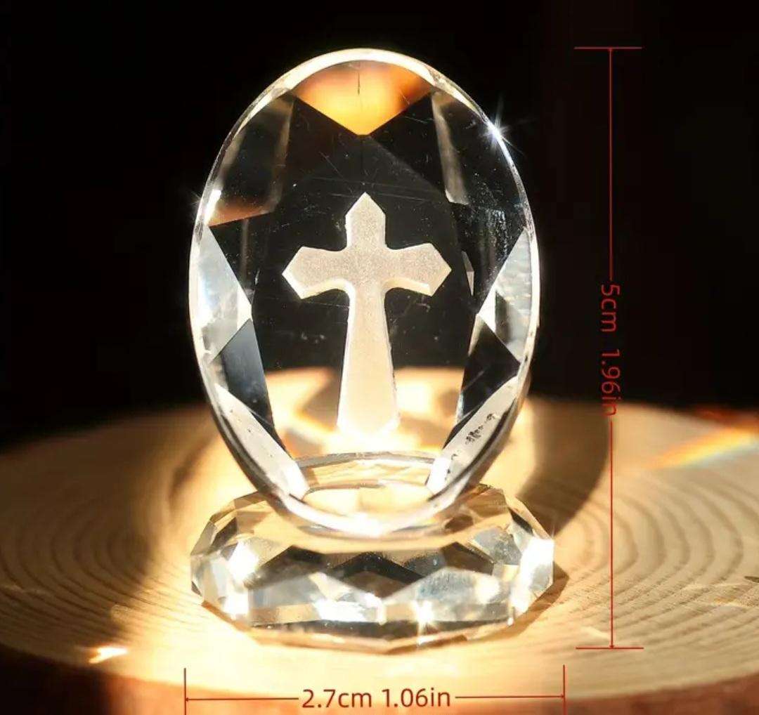 Glass Crystal Cross Ornament in Box