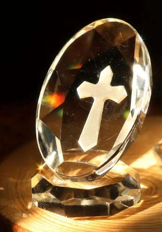 Glass Crystal Cross Ornament in Box