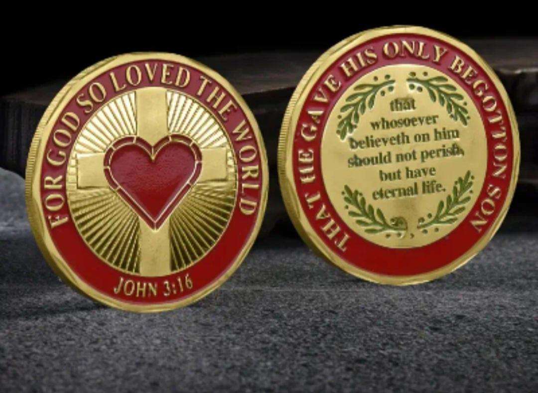 Christian Religious Challenge Coin with Scripture & Cross "John 3:16" "G"