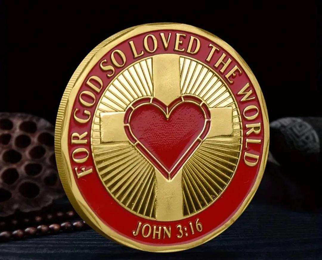 Christian Religious Challenge Coin with Scripture & Cross "John 3:16" "G"