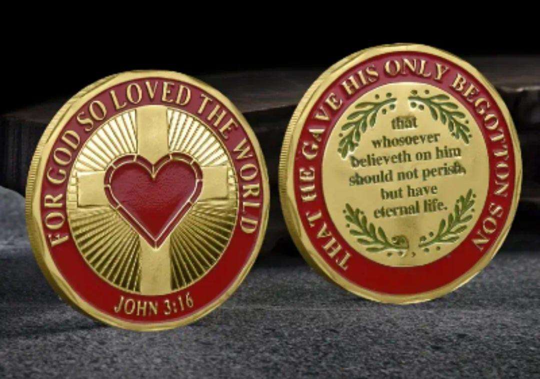 Christian Religious Challenge Coin with Scripture & Cross "John 3:16" "G"