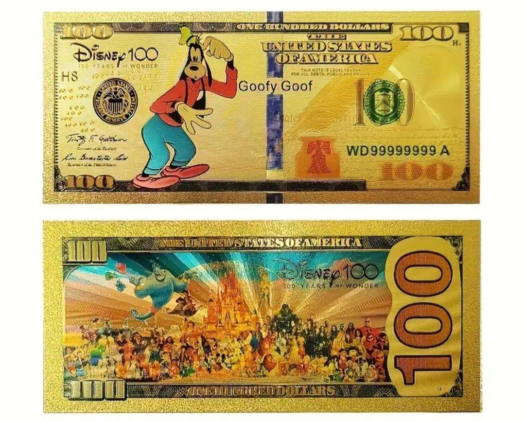 5 Disney 100th Anniversary Highly Collectible Props/Banknotes Disney 100.Commemorative Set.