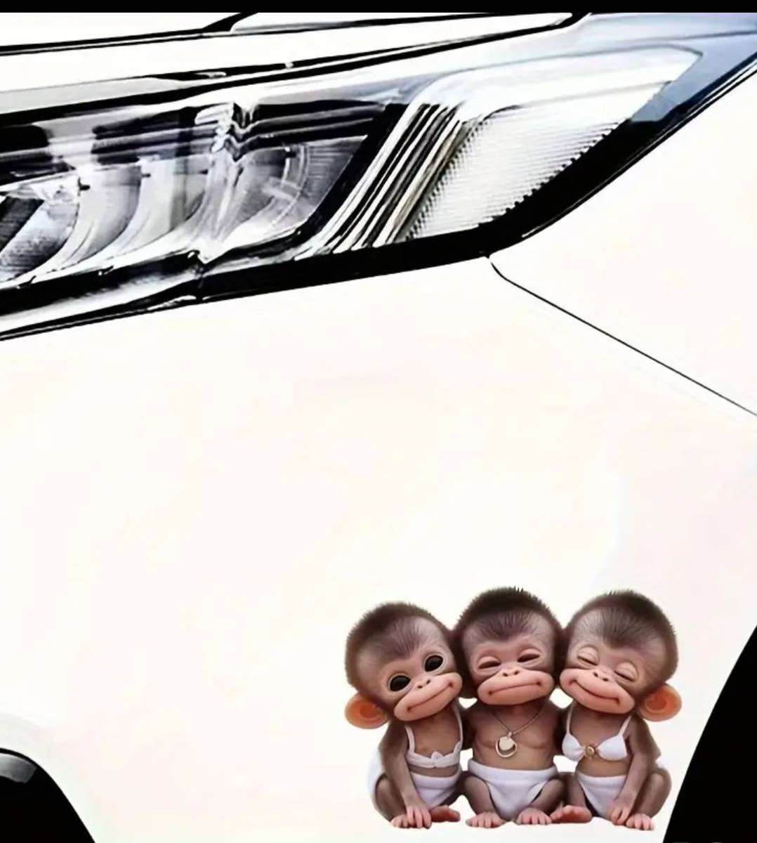 Car Decor  19,5cm x 14,5cm  The 3 Cute Monkey's  Car / Laptop Sticker.