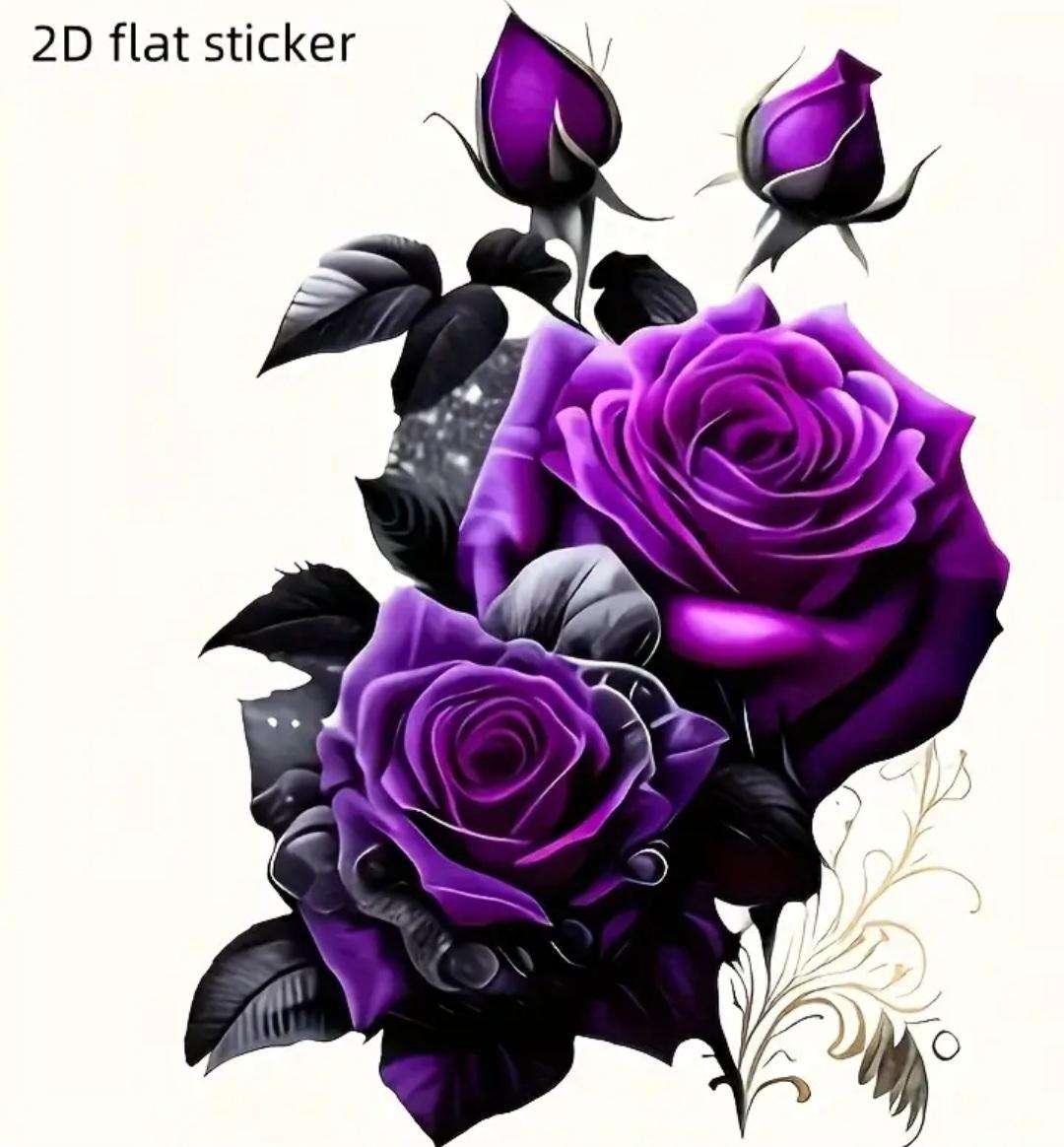 Vibrant Purple Rose Vinyl Sticker "Waterproof " 12,5cm x 15cm New