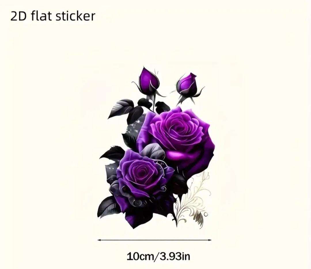Vibrant Purple Rose Vinyl Sticker "Waterproof " 12,5cm x 15cm New