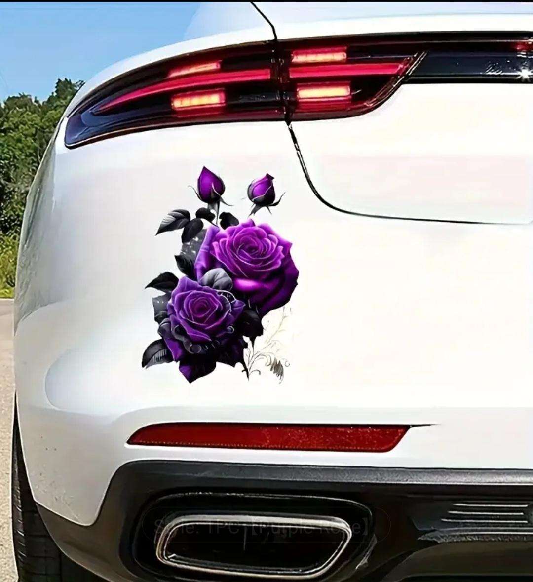 Vibrant Purple Rose Vinyl Sticker "Waterproof " 12,5cm x 15cm New