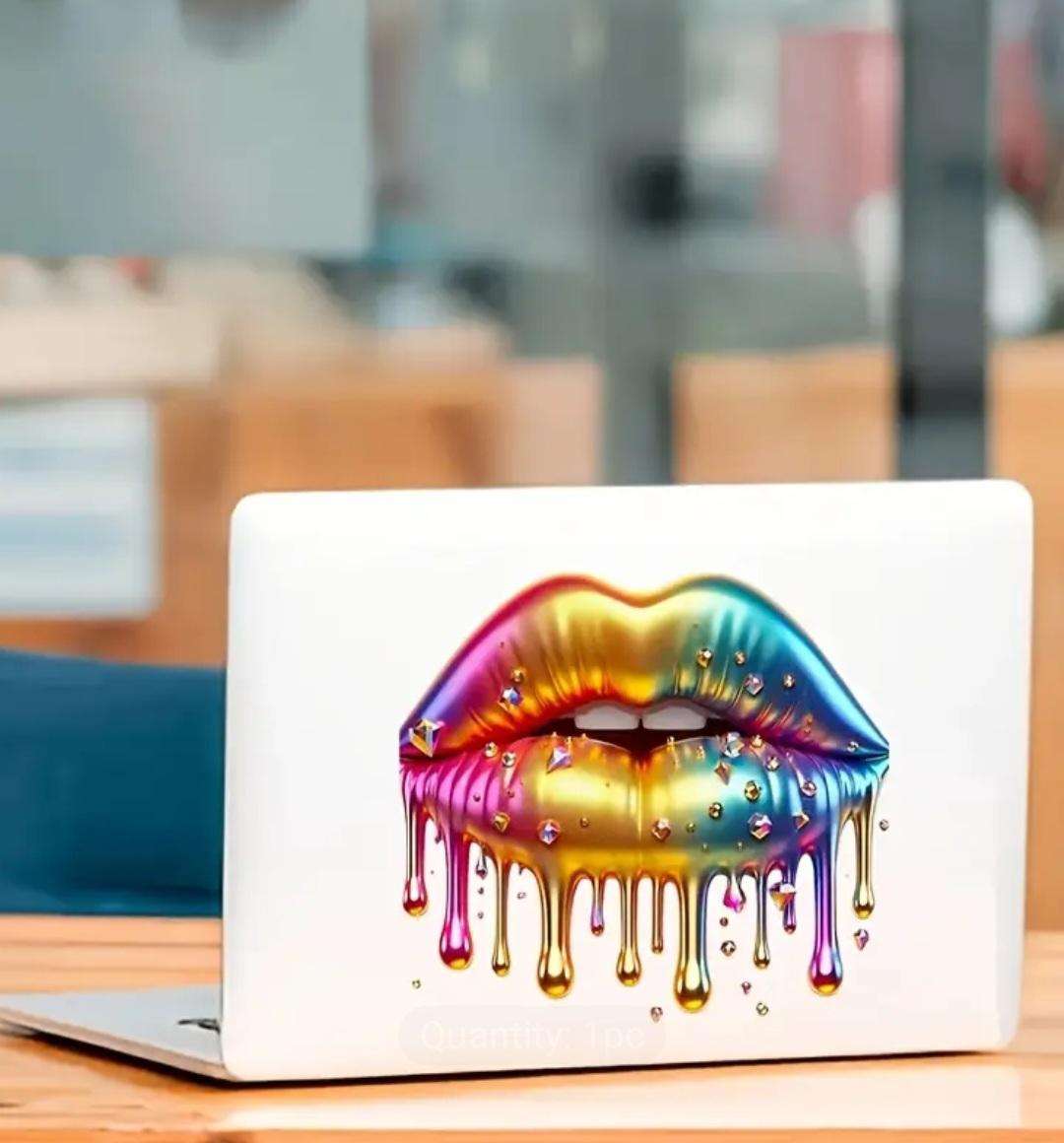 6 Inch Glossy Rainbow Lips & Sparkling Diamonds Vinyl Decal Sticker