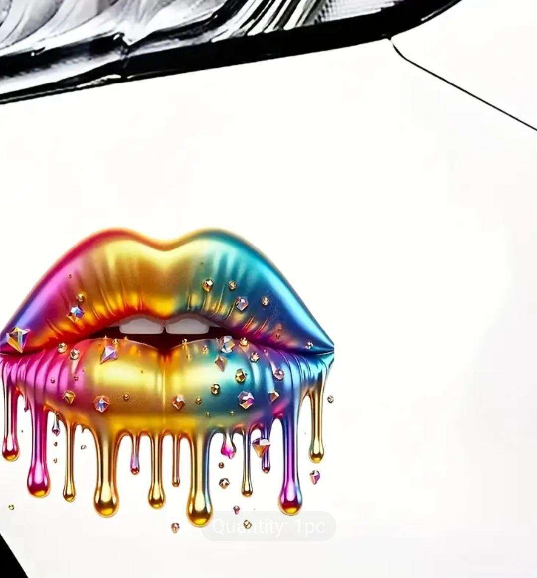 6 Inch Glossy Rainbow Lips & Sparkling Diamonds Vinyl Decal Sticker