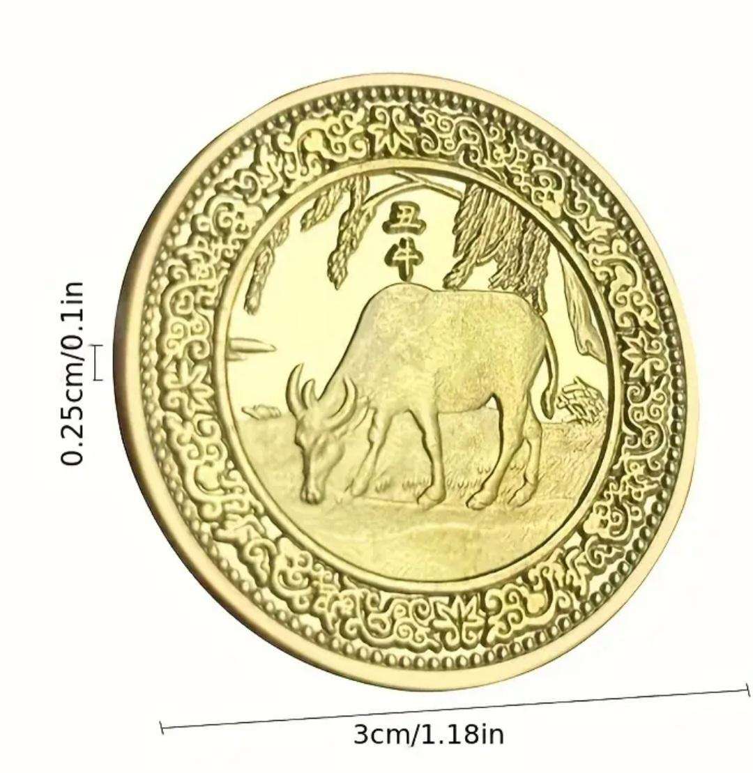 12 Zodiac Gold Plated Commemorative Coin Set.-12 Unique Animal Designs. "30 mm ×12-Coins"