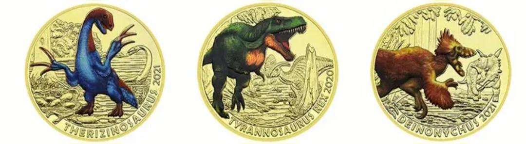 12 Jurassic Dinosaurs Age-Animals Gold Plated Commemorative Coin Set. 12 Unique Vintage Designs New