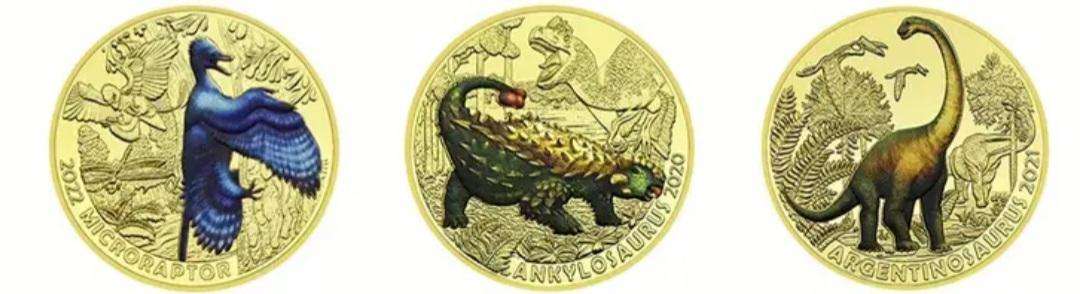 12 Jurassic Dinosaurs Age-Animals Gold Plated Commemorative Coin Set. 12 Unique Vintage Designs New