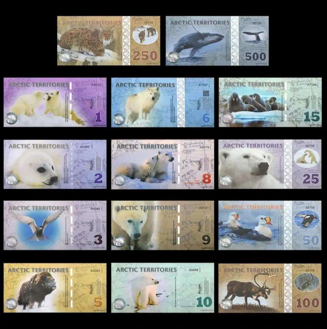 14pcs Arctic Wildlife Paper Money Set,Animal Designs "Excellent" New