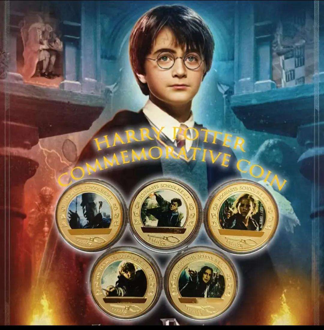 Harry Potter & the Philosopher's 5pc's Gold Plated coin set "60pc's Lomo-Card's" & 32pc's Stickers