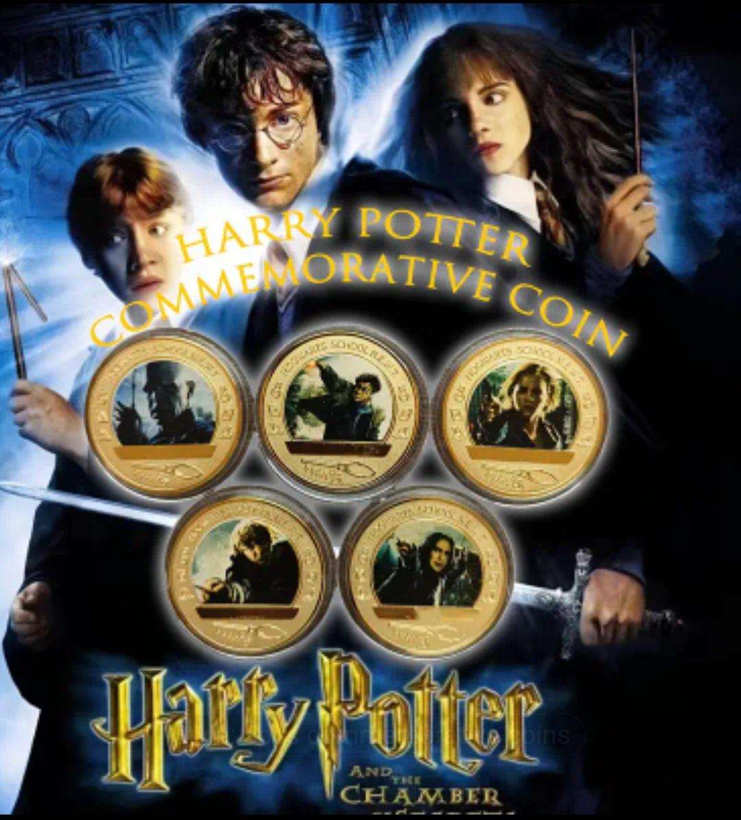 Harry Potter & the Philosopher's 5pc's Gold Plated coin set "60pc's Lomo-Card's" & 32pc's Stickers