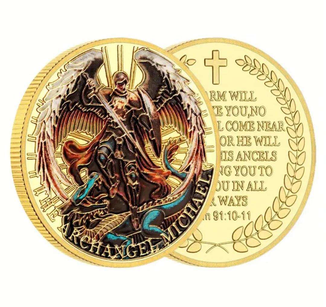 The Archangel Michael "Psalm 91:10-11 Religious Commemorative Coin. New in Capsule  40mm