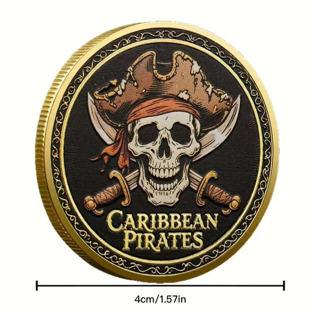 The " Black Pearl " Caribbean Pirate's Ship Commemorative Gold Plated Coin New in Capsule.