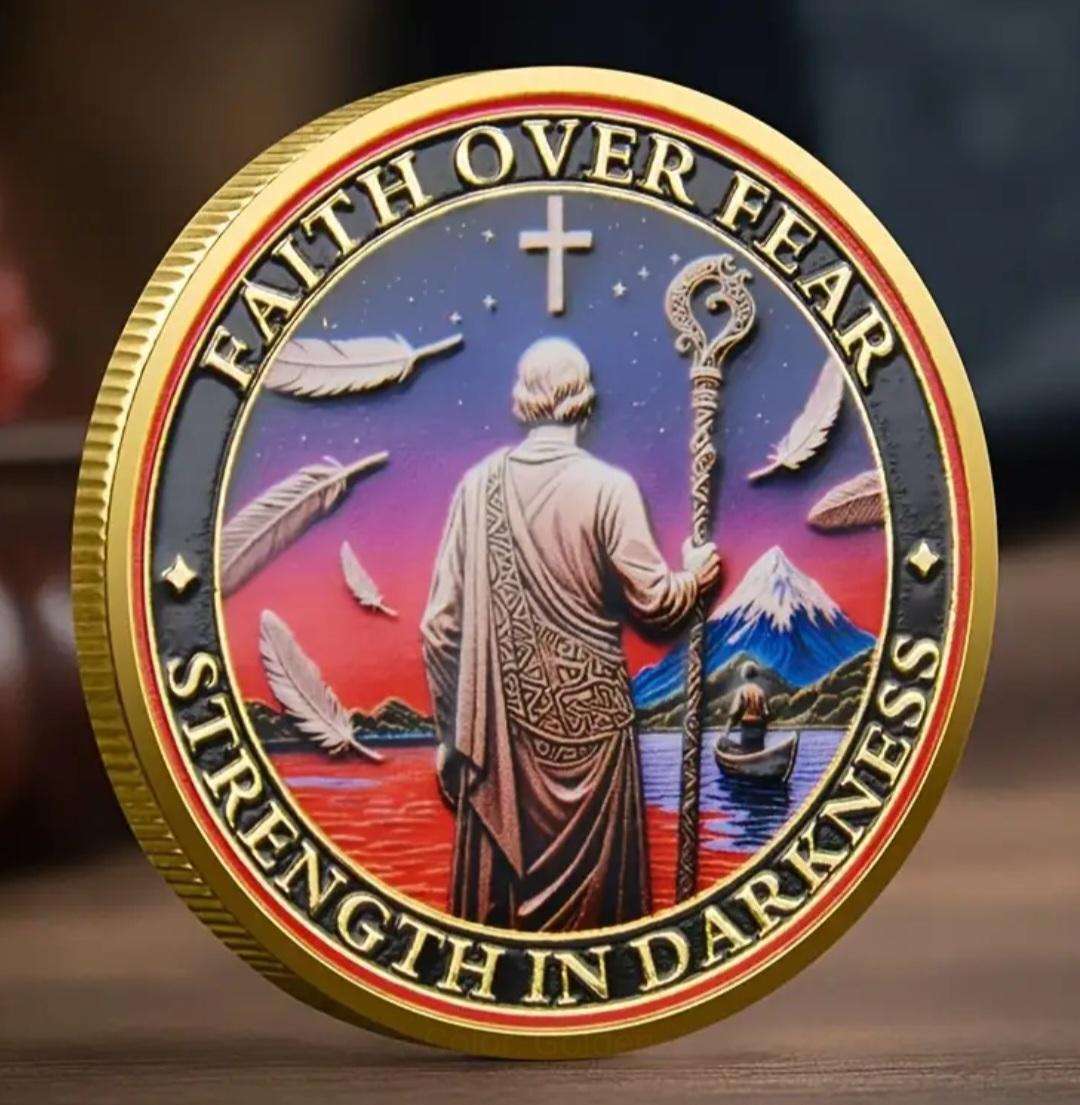 Strength in Darkness Faith over Fear. Gold Plated Commemorative Coin New in Capsule. " Psalm 23:4