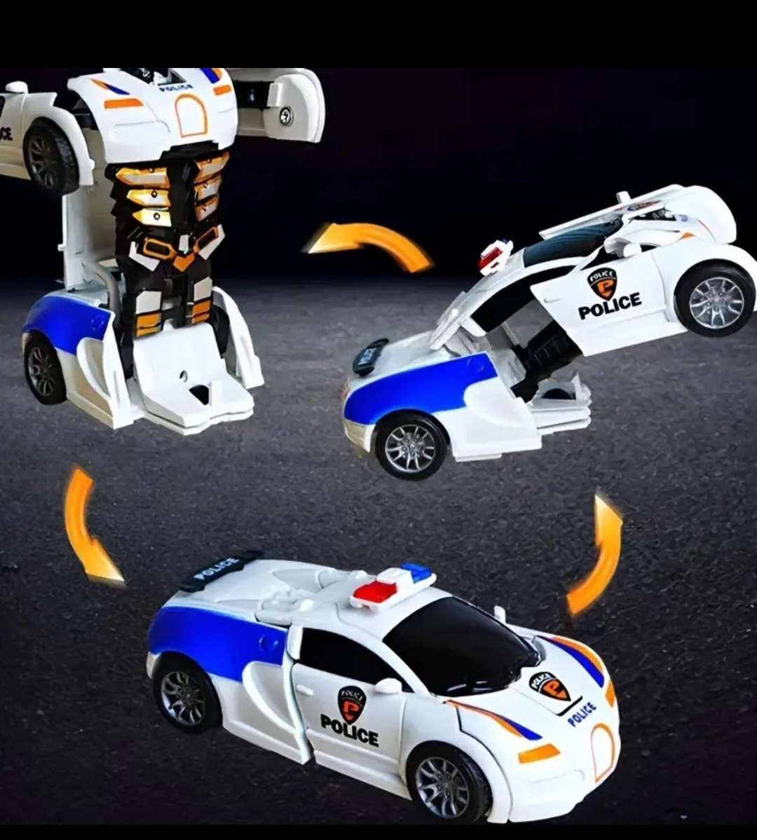 "2-in-1" Automatic Transforming Robot and Police Car Toy. "White"