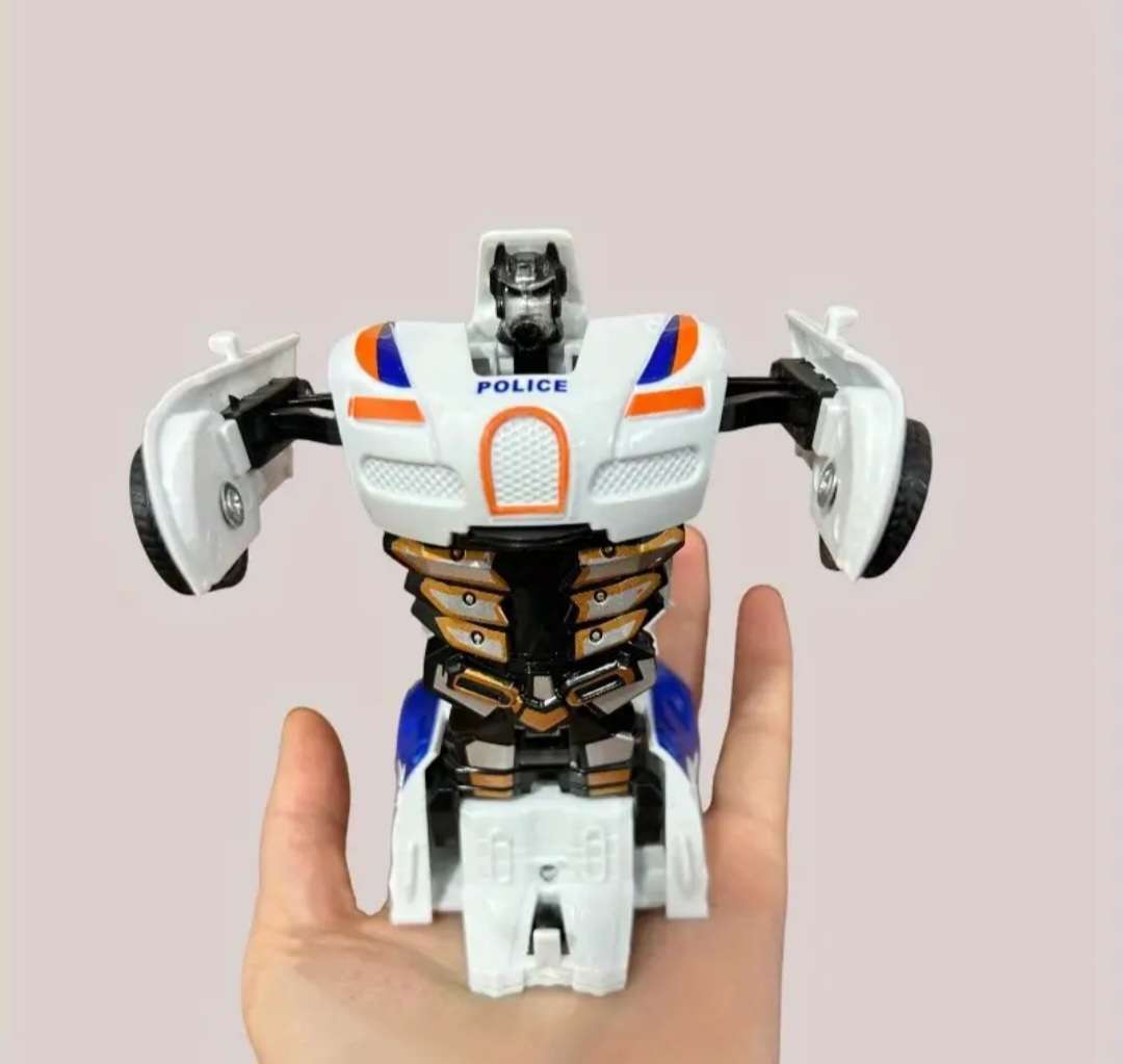 "2-in-1" Automatic Transforming Robot and Police Car Toy. "White"