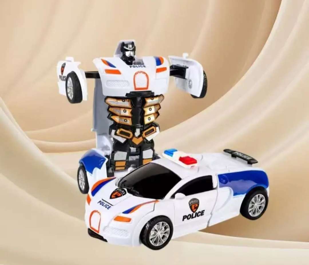 "2-in-1" Automatic Transforming Robot and Police Car Toy. "White"