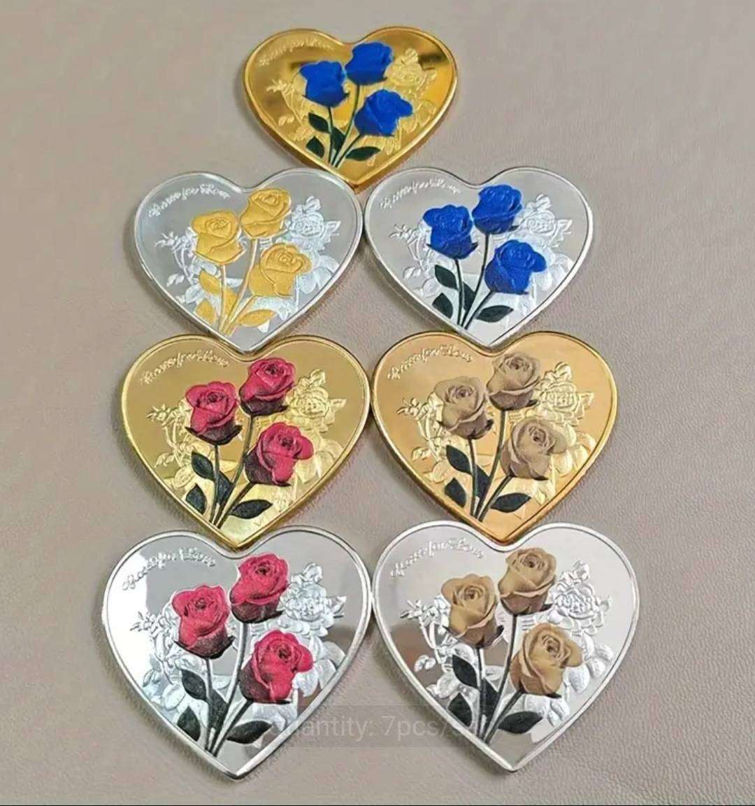 Full Set of 7 Stunning Valentine's/ Birthday's Day/ Romantic/ Coins New in Capsule. Excellent