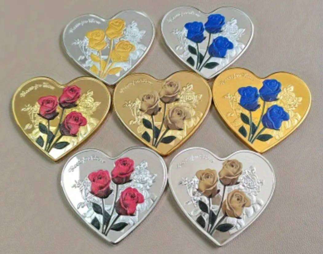 Full Set of 7 Stunning Valentine's/ Birthday's Day/ Romantic/ Coins New in Capsule. Excellent