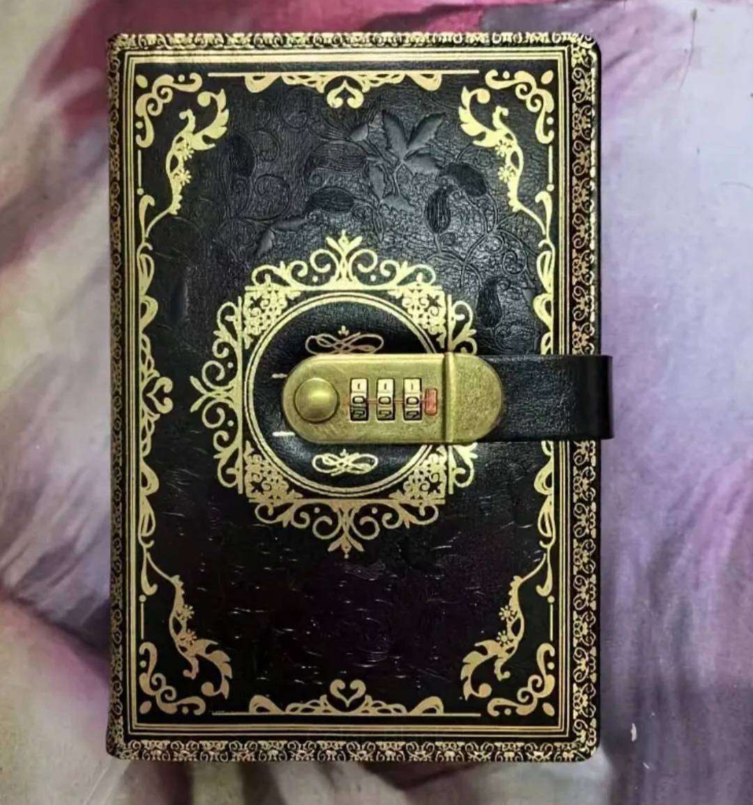 Vintage Inspired Password-Protected Notebook,Luxurious Black & Golden " Coded Lock " 100-Sheets A5