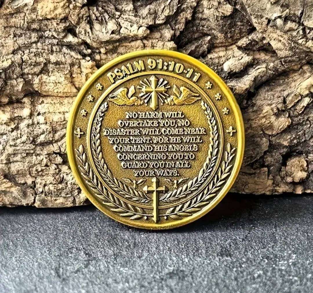 Archangel Mickael Psalm 91:10-11 Protection coin.New in Capsule.