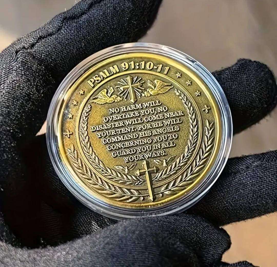 Archangel Mickael Psalm 91:10-11 Protection coin.New in Capsule.