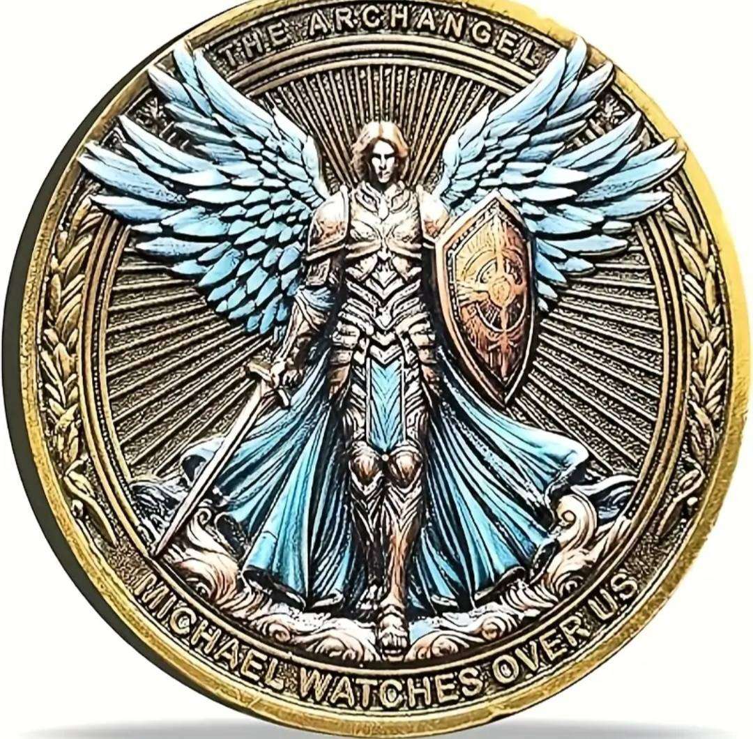 Archangel Mickael Psalm 91:10-11 Protection coin.New in Capsule.