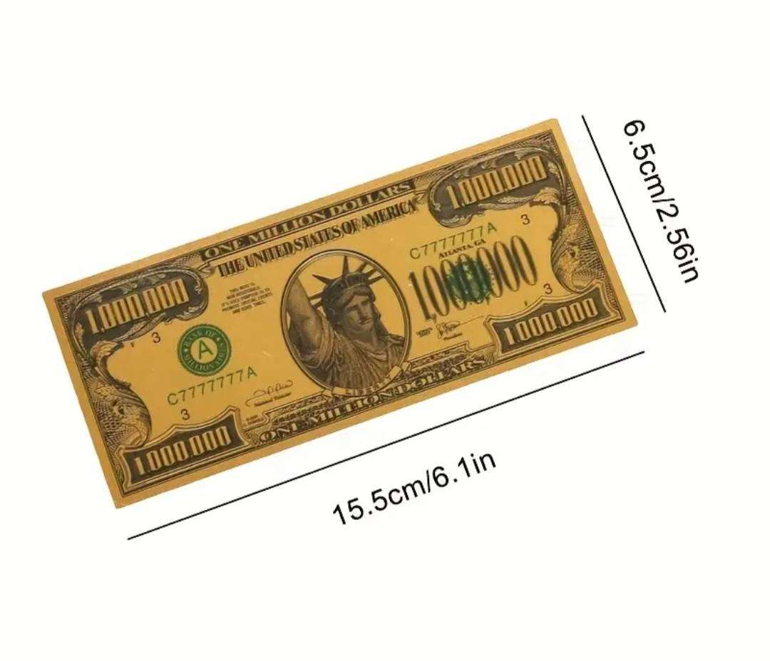 "2 Golden Bills" $1,0000,000 Dollars Bill's " The Statue of Liberty " Commemorative Bills.  New