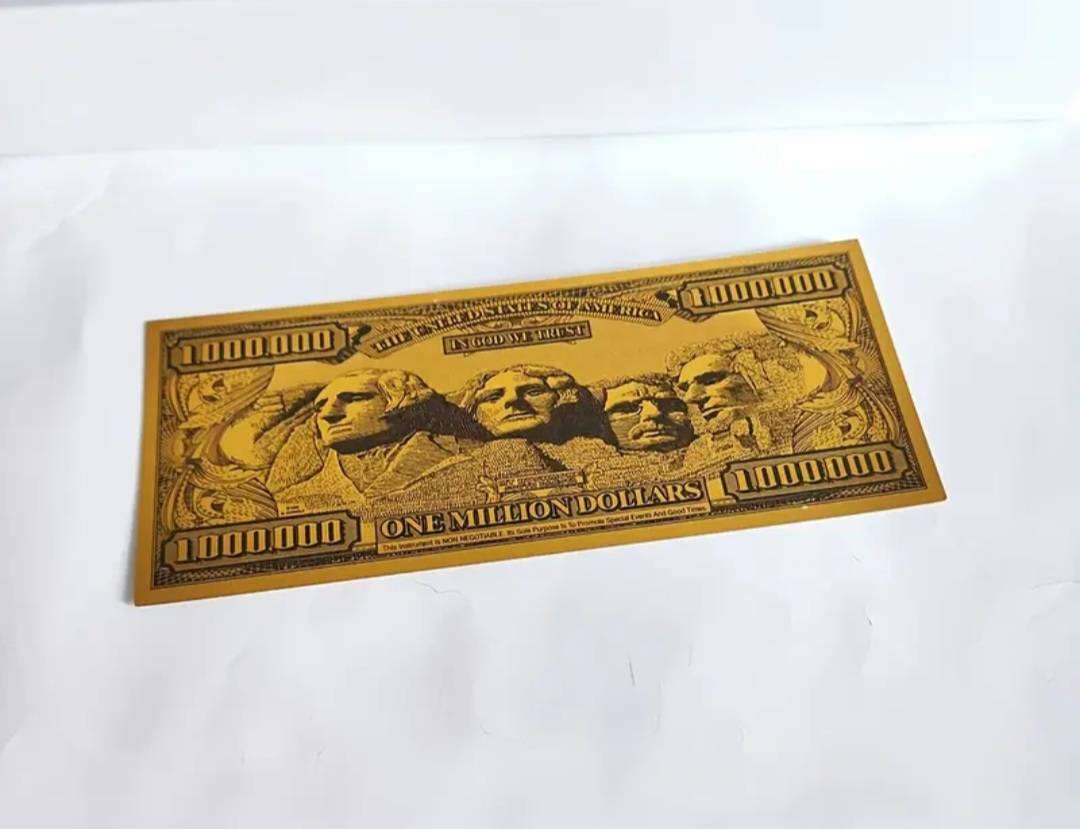 "2 Golden Bills" $1,0000,000 Dollars Bill's " The Statue of Liberty " Commemorative Bills.  New