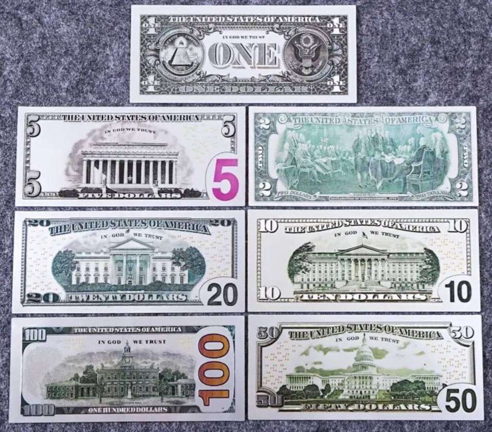 7pc Silvery Foil Highly Collectibe Dollar Notes "one Dollar to 100 Dollars" Amazing-quality