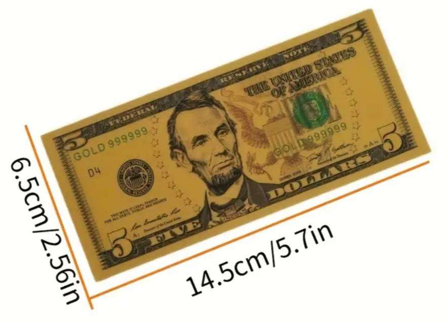 7pcs Golden Foil Highly Collectible Dollar Notes "one Dollar to 100 Dollars" Amazing-quality