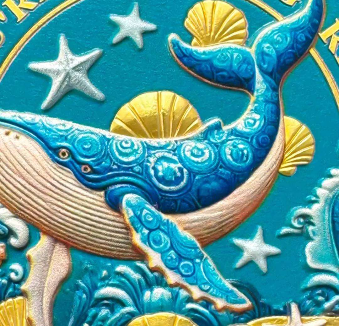 Sea Turtle & Blue While Commemorative Coin New in Capsule.