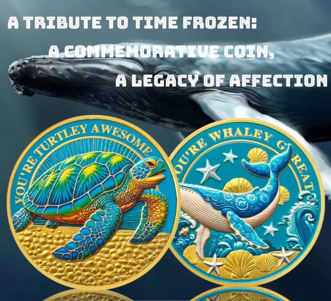 Sea Turtle & Blue While Commemorative Coin New in Capsule.