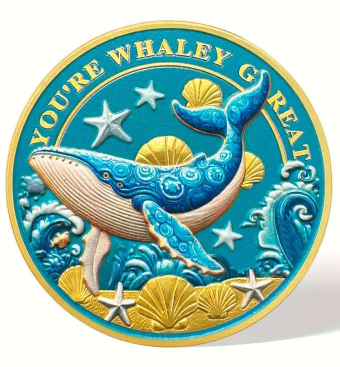 Sea Turtle & Blue While Commemorative Coin New in Capsule.