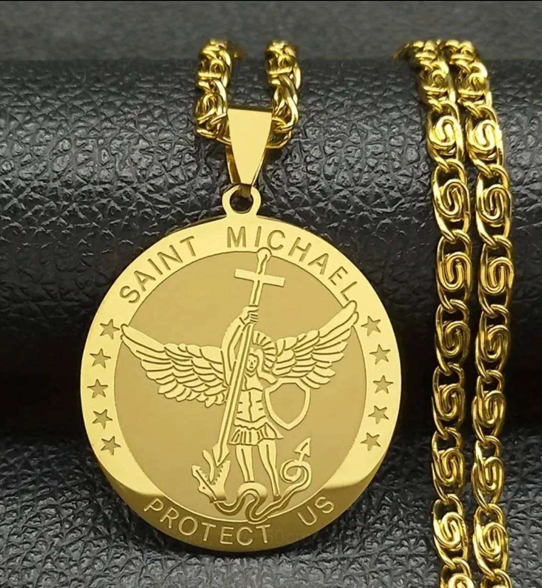Archangel Mickael Men's Knight Shield Protection Pendant & Necklace +- 46cm "Stunning" item 3"