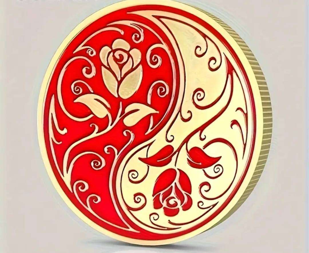 Flower Tuiji Begua Commemorative Coin New in Capsule." Golden Red "