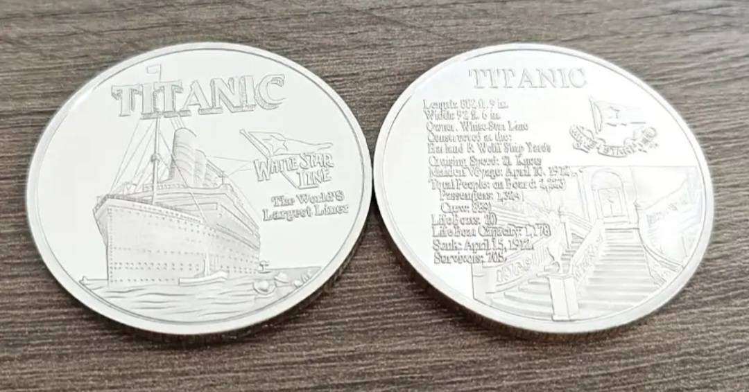 2pc Titanic Sunk: "15 April 1912" Crow: 889 "- "Survivors 705" New in Capsule. All History on coin