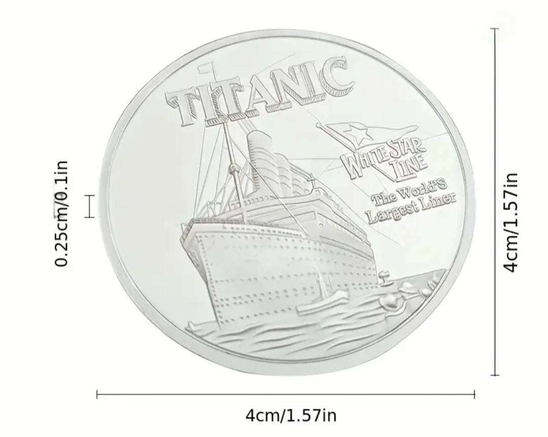 2pc Titanic Sunk: "15 April 1912" Crow: 889 "- "Survivors 705" New in Capsule. All History on coin