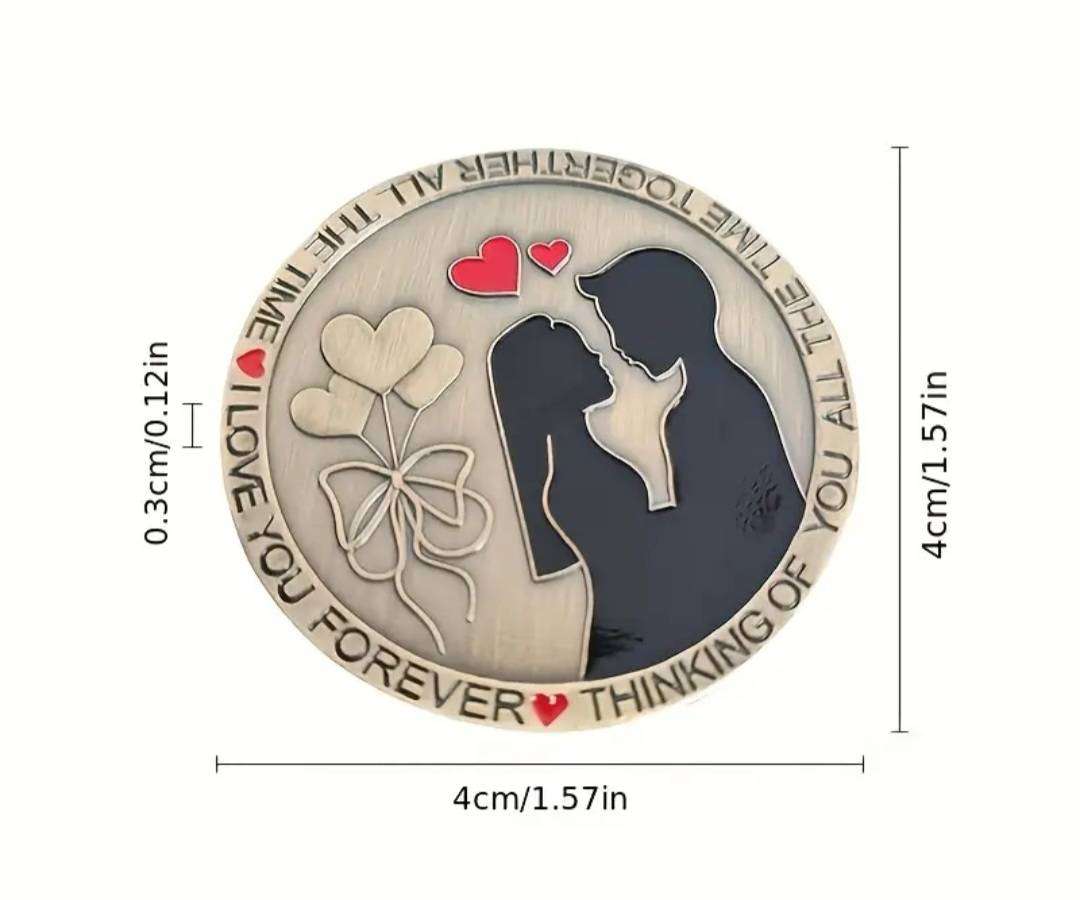 3pcs Carefully Carved Commemorative Coins Set. Adorned with Love & Roses.